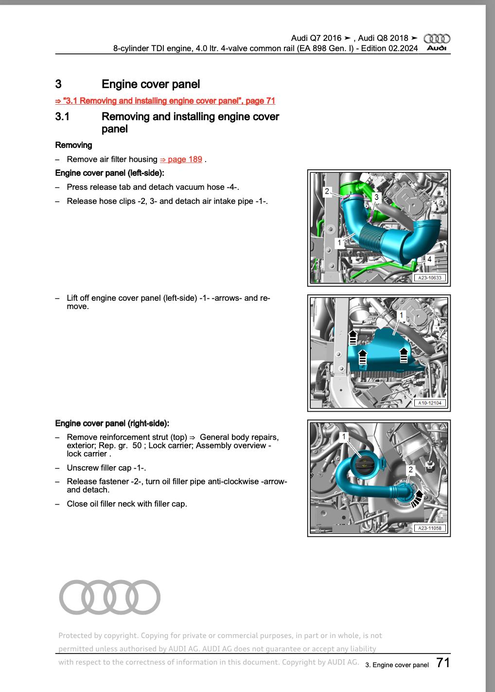 Audi Q7 2015-2024 Comprehensive Service Repair Workshop Manual PDF Download