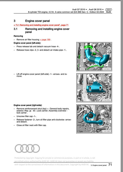 Audi Q7 2015-2024 Comprehensive Service Repair Workshop Manual PDF Download