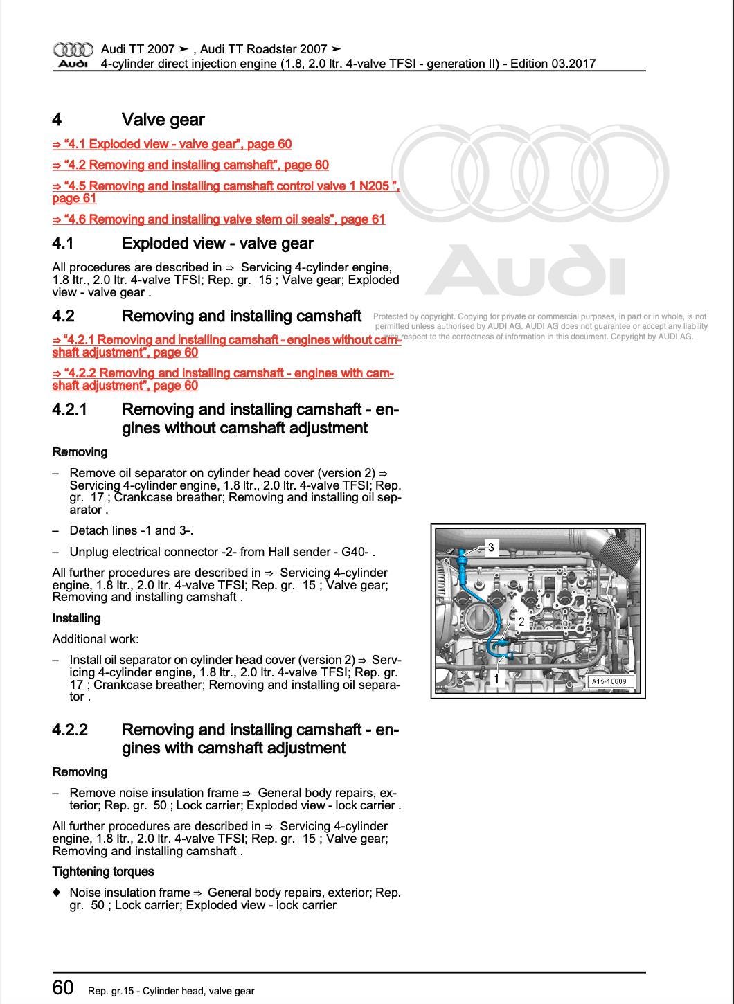 Audi TT 2006-2010 Service & Repair Workshop Manual PDF Instant Access
