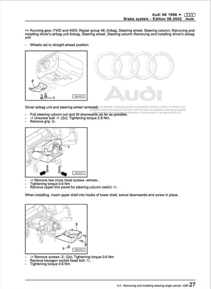 Audi A6 (1997-2005) Comprehensive Digital Service & Repair Workshop Manual PDF