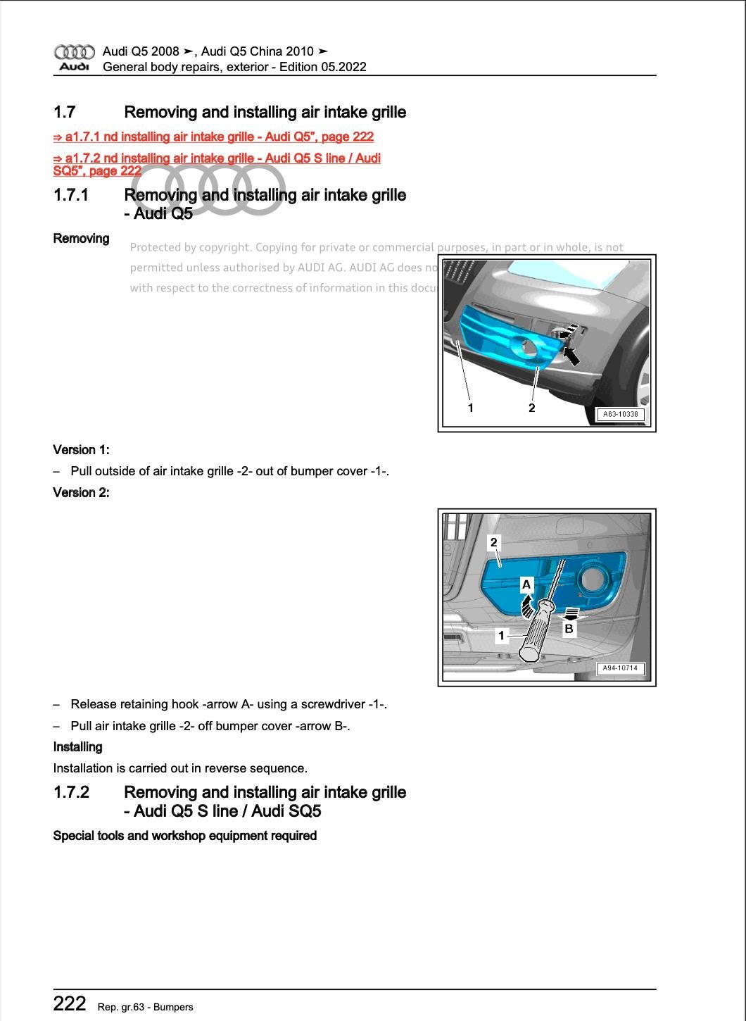 Audi Q5 2008-2012 Complete Workshop Repair Service Manual PDF Download