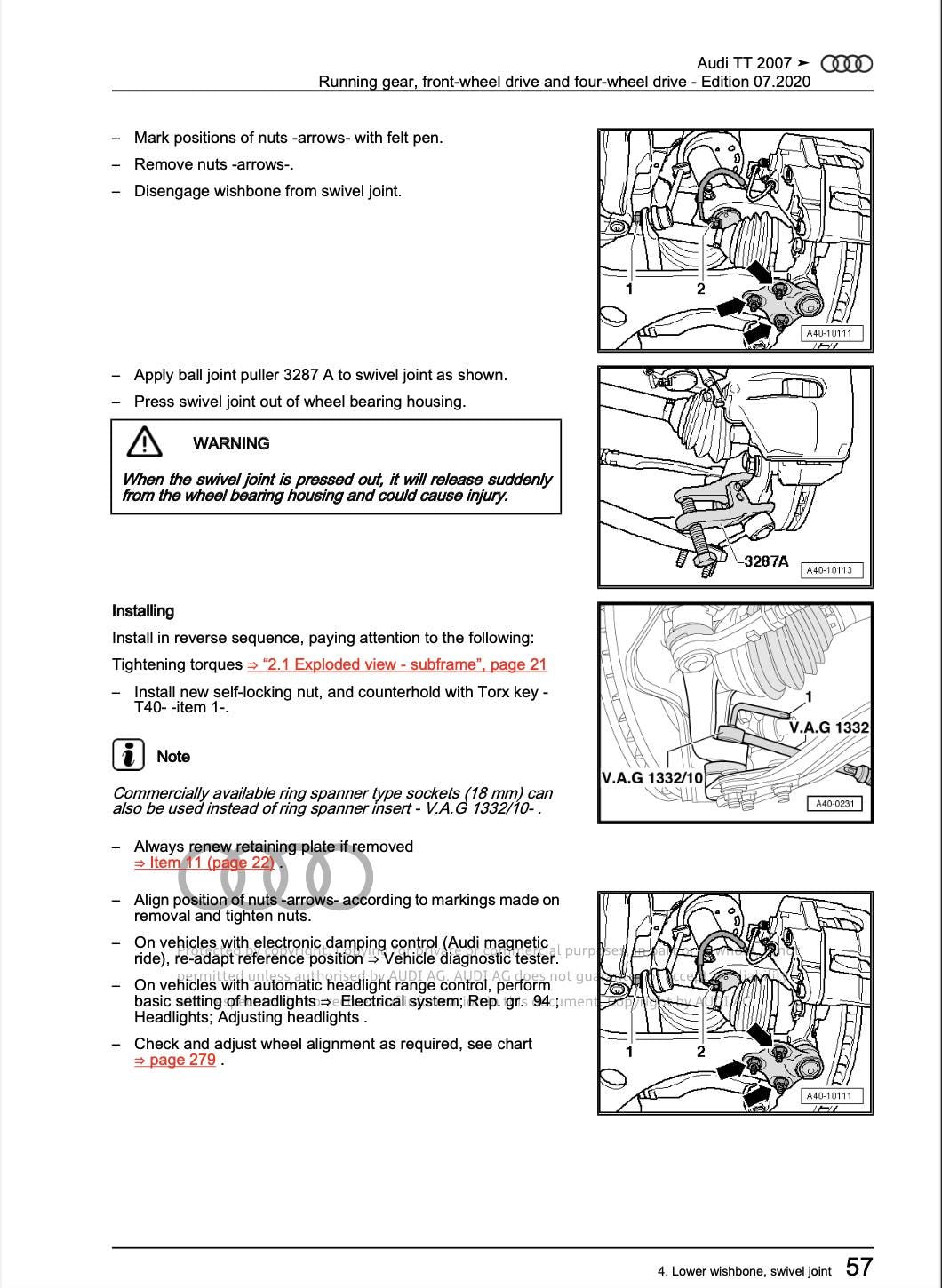 Audi TT 2006-2010 Service & Repair Workshop Manual PDF Instant Access