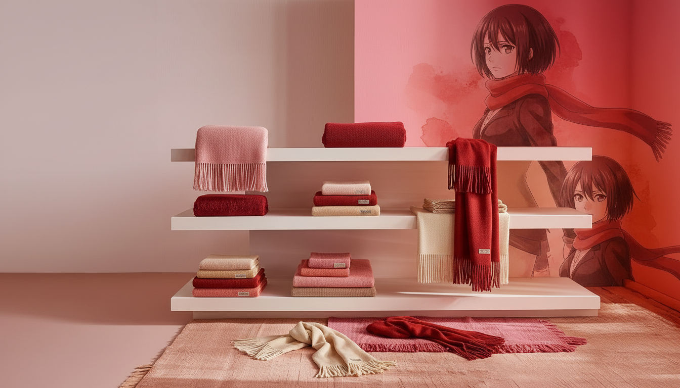 Mikasa Scarves Display with Character Background